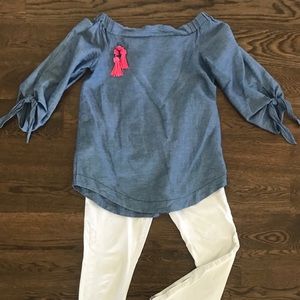 Free People Off the Shoulder Chambray Blouse